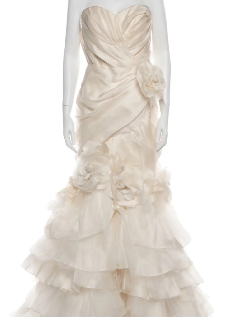 Marchesa Ivory Strapless Floral Mermaid Wedding Gown